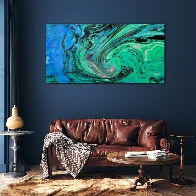 Swirling shades of blue and green Glass art print