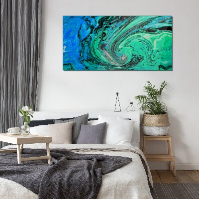 Swirling shades of blue and green Glass art print