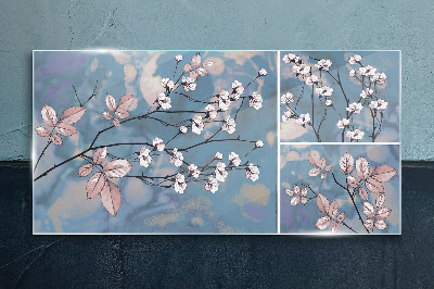 Flowers branches Glass Print