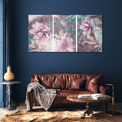 A floral dream in pastel shades Wall art on glass