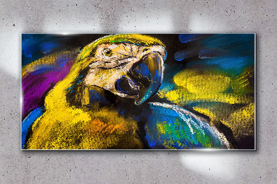 Colorful portrait of a parrot Wall art on glass