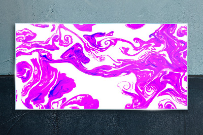 Purple swirls on white background Glass art print