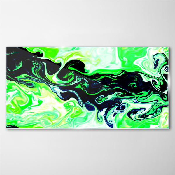 Green swirls of abstraction Wall art on glass