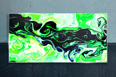Green swirls of abstraction Wall art on glass