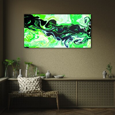 Green swirls of abstraction Wall art on glass