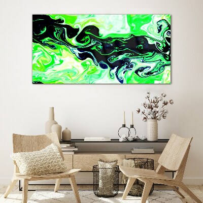 Green swirls of abstraction Wall art on glass