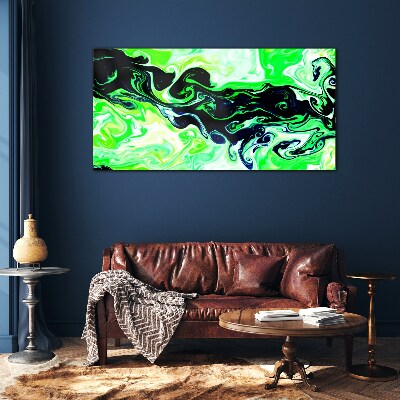 Green swirls of abstraction Wall art on glass