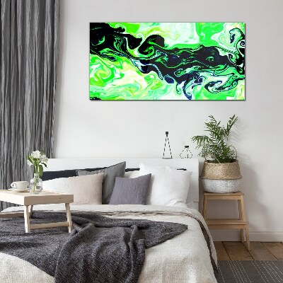 Green swirls of abstraction Wall art on glass