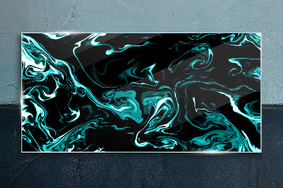 Green and black abstract swirls Glass art print