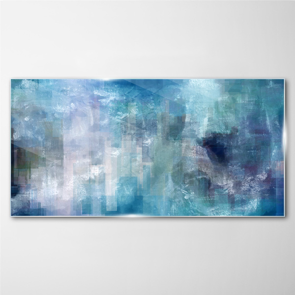 Abstract play of colors in blue tones Glass art print