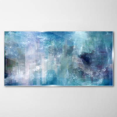 Abstract play of colors in blue tones Glass art print