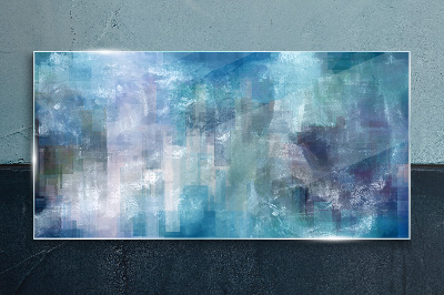 Abstract play of colors in blue tones Glass art print