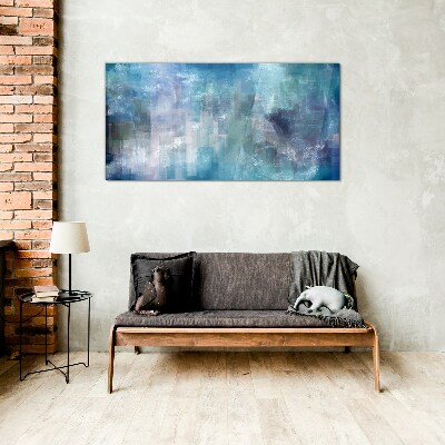Abstract play of colors in blue tones Glass art print