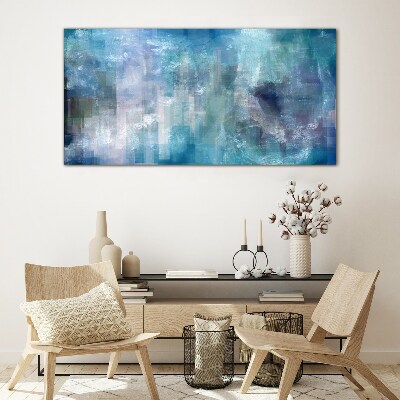 Abstract play of colors in blue tones Glass art print