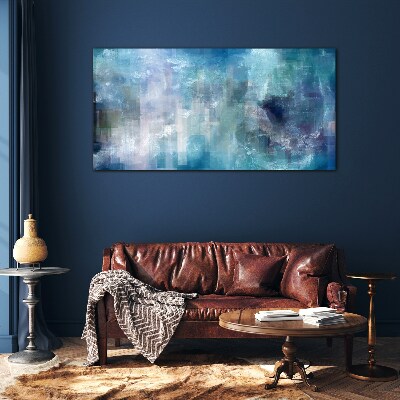 Abstract play of colors in blue tones Glass art print