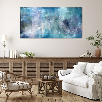 Abstract play of colors in blue tones Glass art print