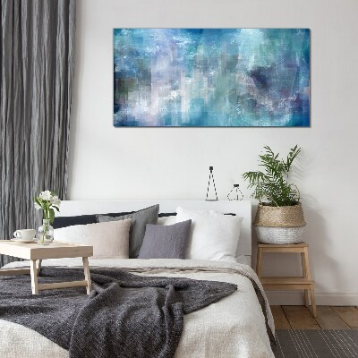 Abstract play of colors in blue tones Glass art print