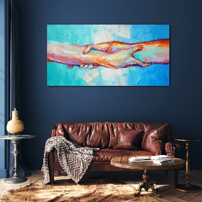 Uniting hands in color Wall art on glass