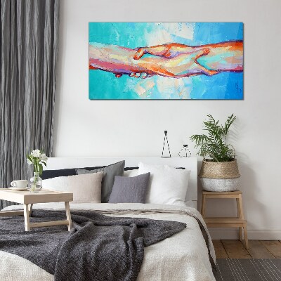Uniting hands in color Wall art on glass