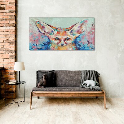Color portrait of a fennec fox Glass art print
