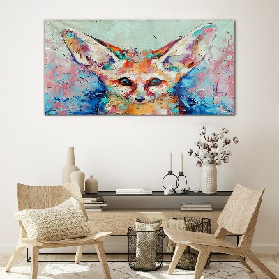 Color portrait of a fennec fox Glass art print