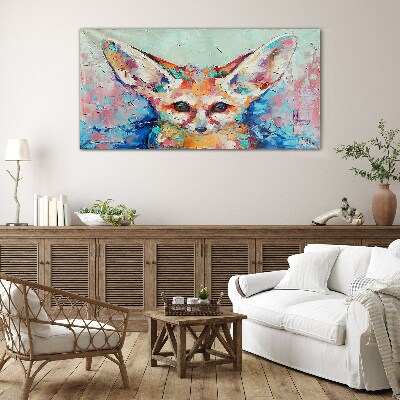 Color portrait of a fennec fox Glass art print