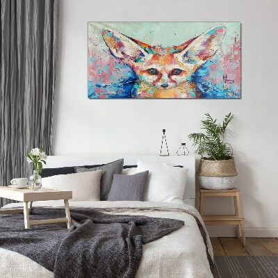 Color portrait of a fennec fox Glass art print