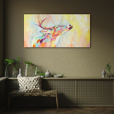 Colorful deer in pastel scenery Wall art on glass