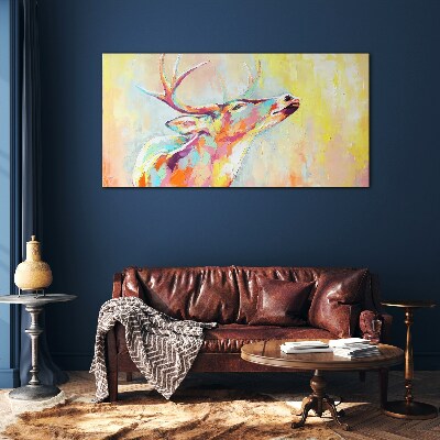 Colorful deer in pastel scenery Wall art on glass