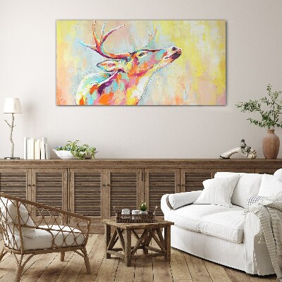 Colorful deer in pastel scenery Wall art on glass