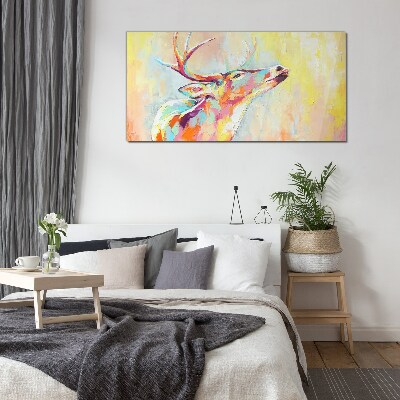 Colorful deer in pastel scenery Wall art on glass