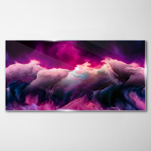 Waves of colors in purple Glass art print