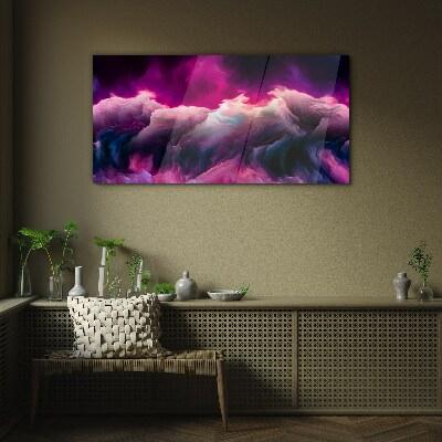 Waves of colors in purple Glass art print