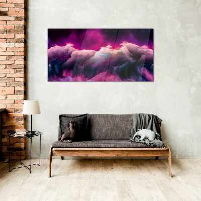 Waves of colors in purple Glass art print