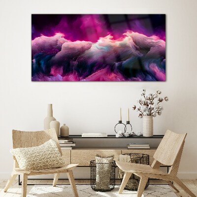 Waves of colors in purple Glass art print