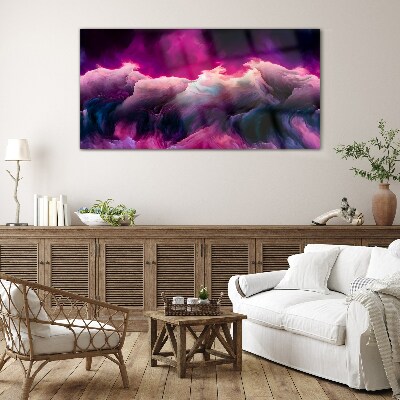 Waves of colors in purple Glass art print