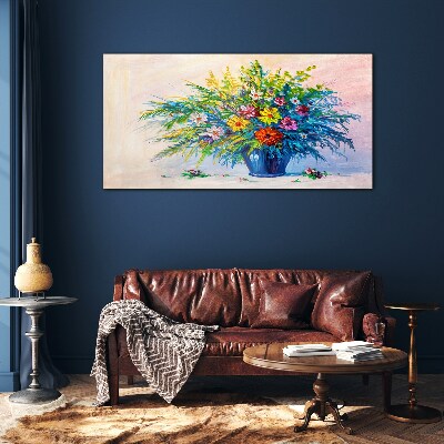 Spring bouquet of flowers in a vase Wall art on glass