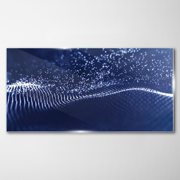 Blue Light Waves Wall art on glass