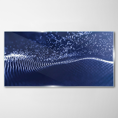 Blue Light Waves Wall art on glass