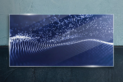 Blue Light Waves Wall art on glass