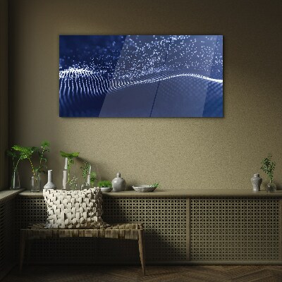 Blue Light Waves Wall art on glass