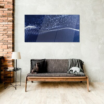 Blue Light Waves Wall art on glass