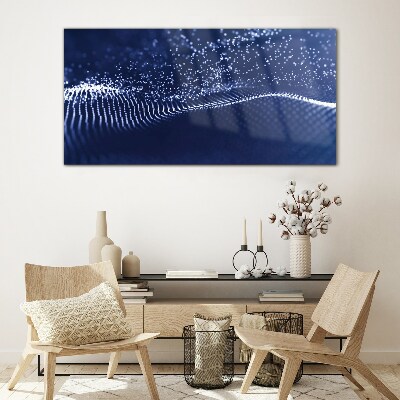 Blue Light Waves Wall art on glass