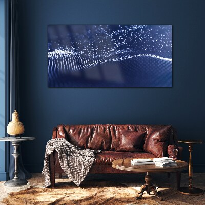 Blue Light Waves Wall art on glass