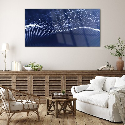 Blue Light Waves Wall art on glass