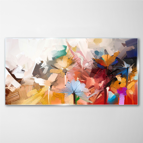 Colorful flowers in abstract style Glass art print