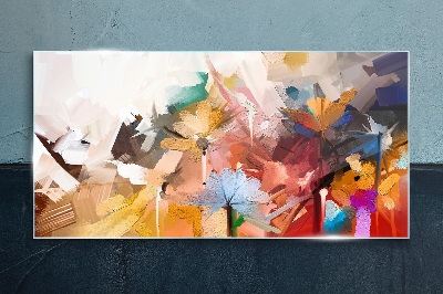Colorful flowers in abstract style Glass art print