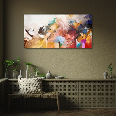 Colorful flowers in abstract style Glass art print