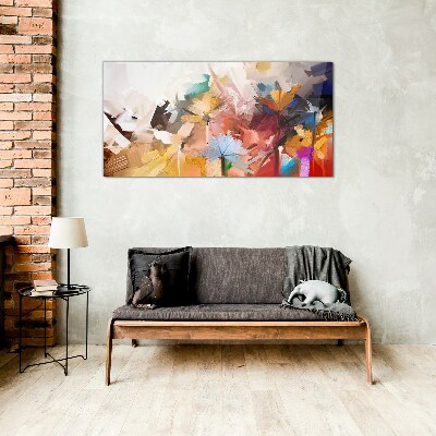 Colorful flowers in abstract style Glass art print