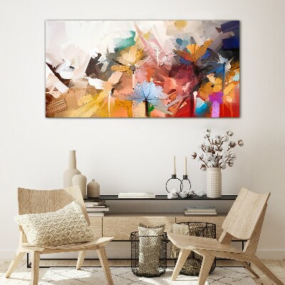 Colorful flowers in abstract style Glass art print